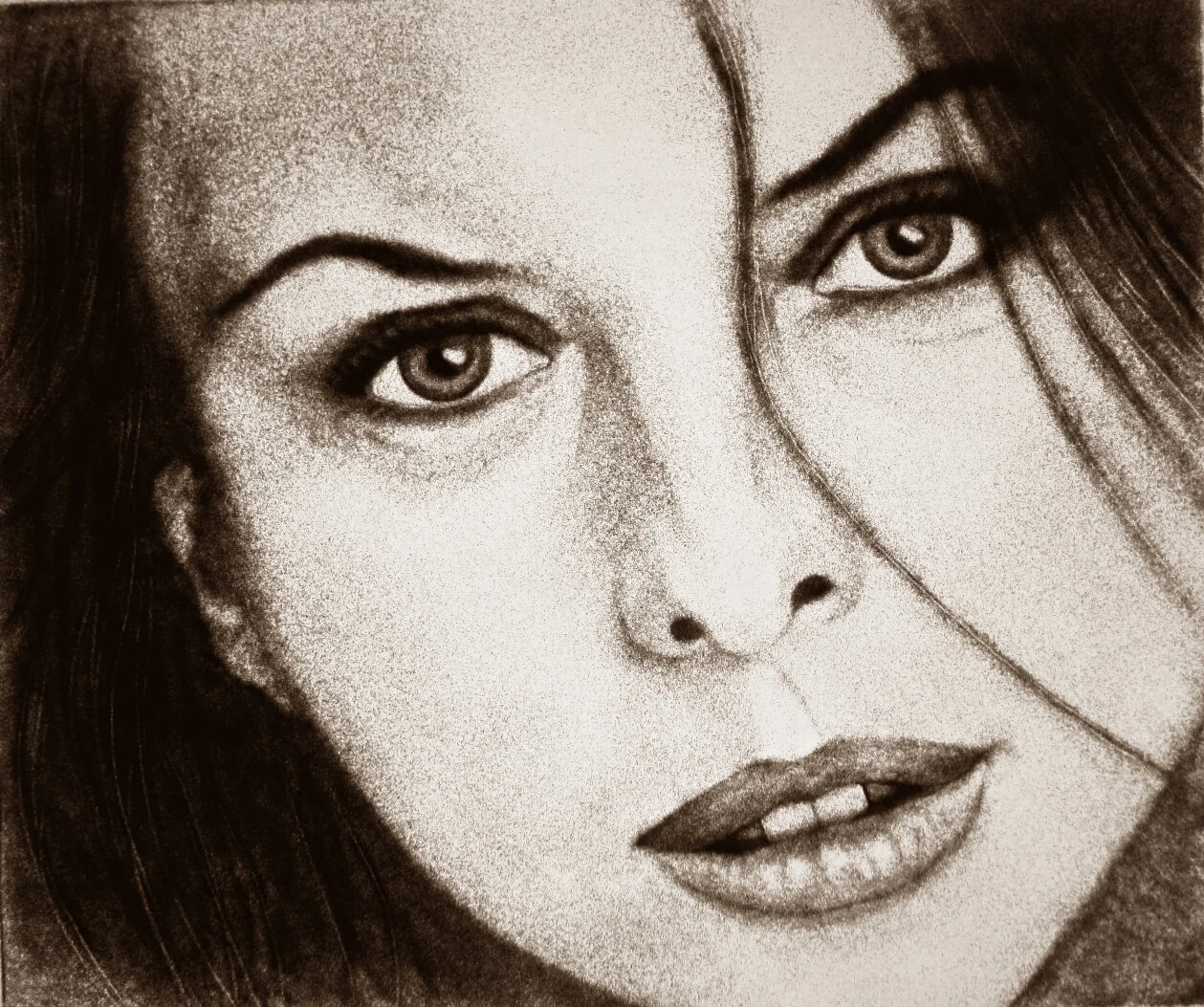 Sand portrait of a woman